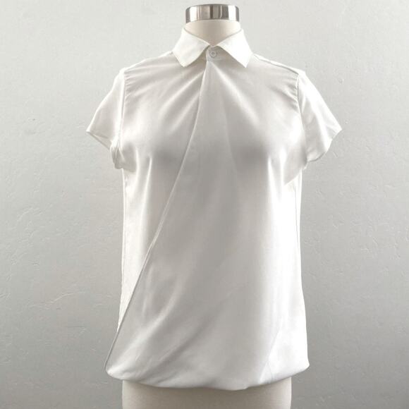 Joie Keturah Blouse Women's Small White Faux Wrap Minimalist Modest Office NWT - Picture 2 of 14